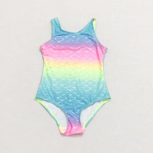 儿童泳衣 时尚 666外贸欧美女孩连体泳衣可爱多款 印花女童三角泳装