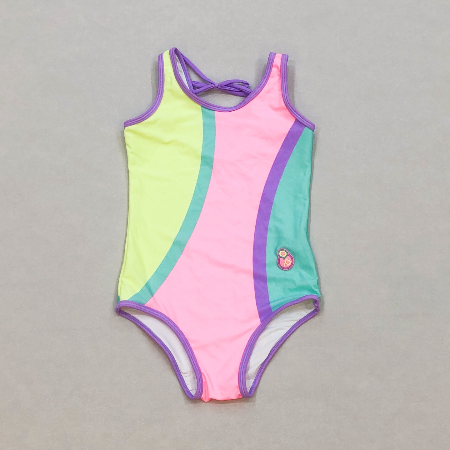 666外单巴西Puk*t时尚女童无袖拼色系泳衣女孩三角连体温泉游泳装