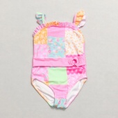 游衣装 防晒UPF50 复古田园风女童连体泳衣可爱度假款 666外单美式