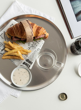 新品 日本进口PUEBCO铝制桌面收纳圆盘托盘置物盘点心盘餐盘金属