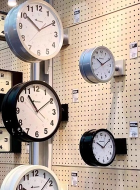 |新品包邮| 日本dulton金属可旋转双面壁挂钟车站时钟两面台钟表