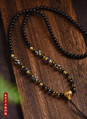 藏式水晶链挂脖吊坠项链绳国风文玩唐卡佛牌绳子手工配饰挂脖绳子