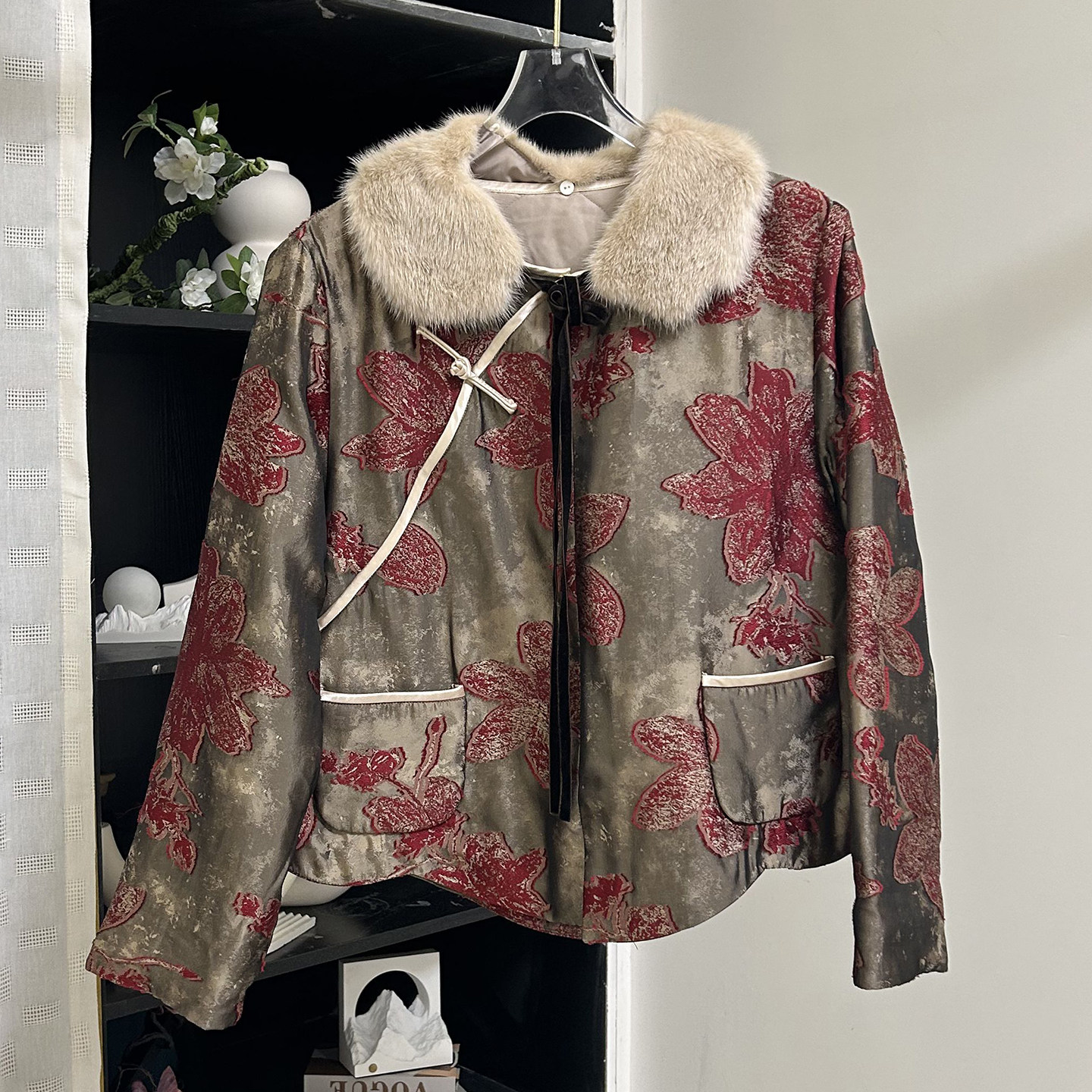 小雪家【玛丽小姐|斜襟】新中式可拆卸水貂毛领羊毛棉夹棉外套