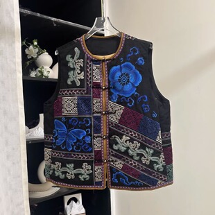 小雪家【蓝岛恋人】新中式圆领重工刺绣白鹅绒羽绒服显贵上衣马甲