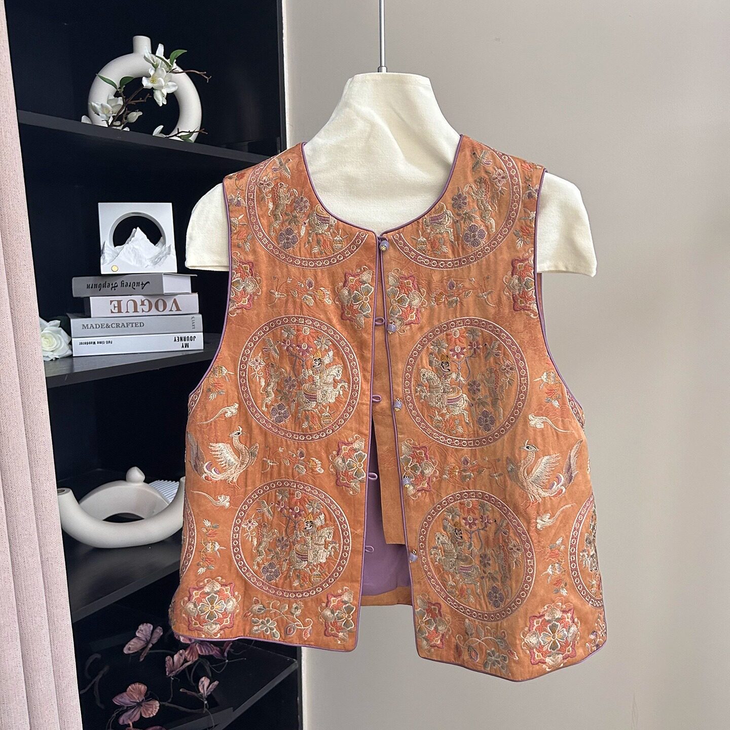 小雪家【团绣华裳】新中式圆领盘扣重工刺绣动物花鸟花纹上衣马甲