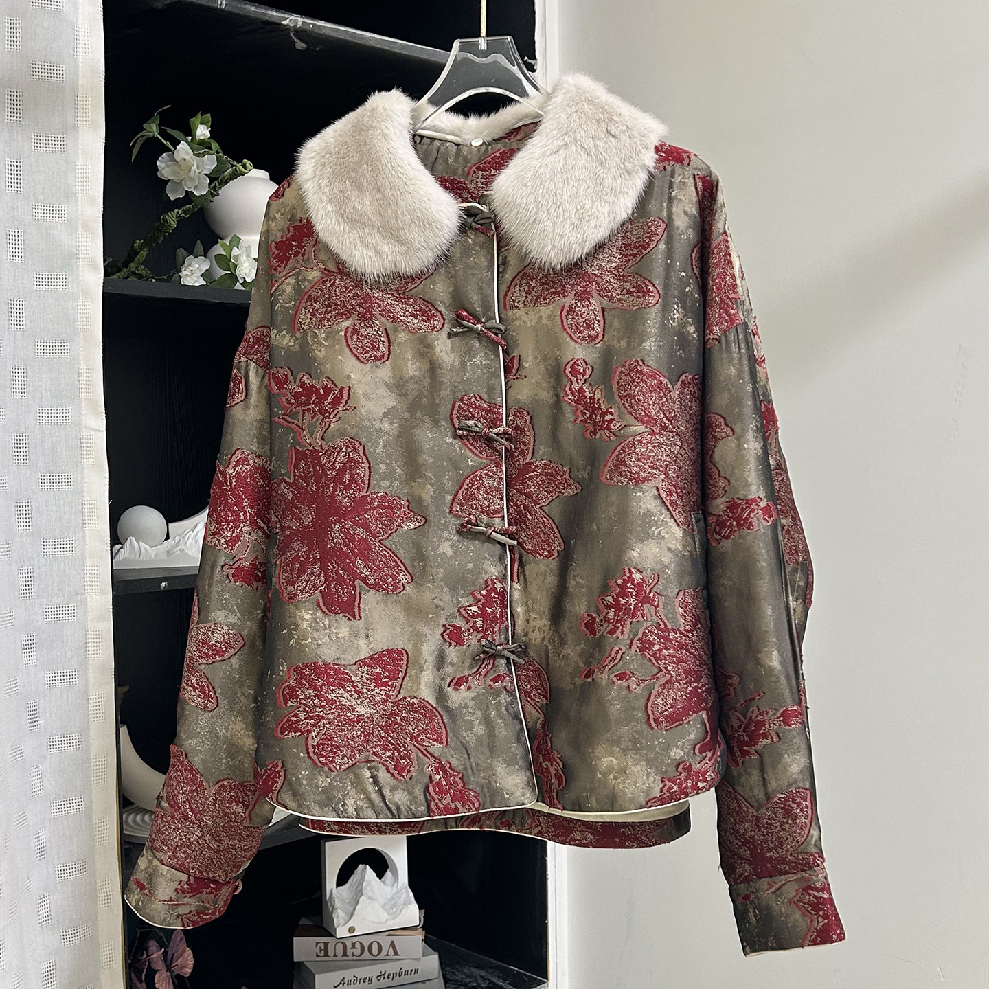 小雪家【玛丽小姐】新中式可拆卸水貂毛领填充羊毛棉遮肉上衣外套