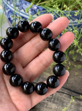 琨瑜直营 天然黑碧玺手链 14mm 清仓特价
