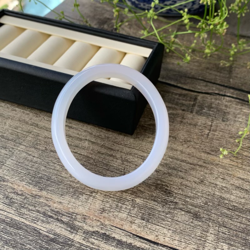 琨瑜 天然玉髓手镯海洋玉髓 冰种起光 贵妃镯61.5-52.5mm
