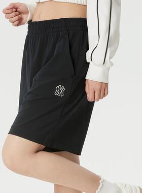 MLB男女情侣26新款NY刺绣小标舒适休闲透气运动针织短裤3ASPB3063
