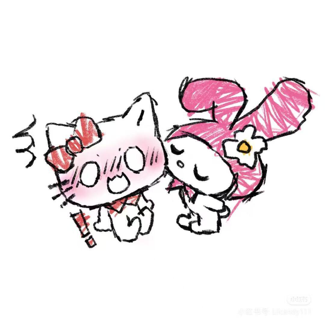 kitty美乐蒂简笔画纹身可爱害羞卡通防水持久手臂彩色纹身贴ins风