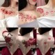 国风牡丹花彩色纹身贴女防水持久后肩背桃花部高颜值遮疤逼真贴纸