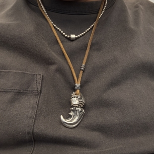 铁心银饰 原创设计 925纯银diy配件 自选搭配驼皮绳项链 bolo领结