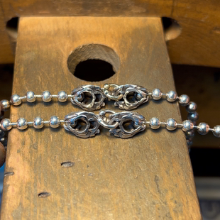 铁心银饰原创设计925纯银金刚杵扣3mm4mm圆珠链项链男潮情侣首饰