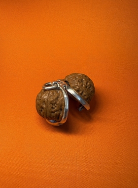 铁心银饰 原创设计 925纯银文玩核桃吊坠  限量半孤品“铁核”