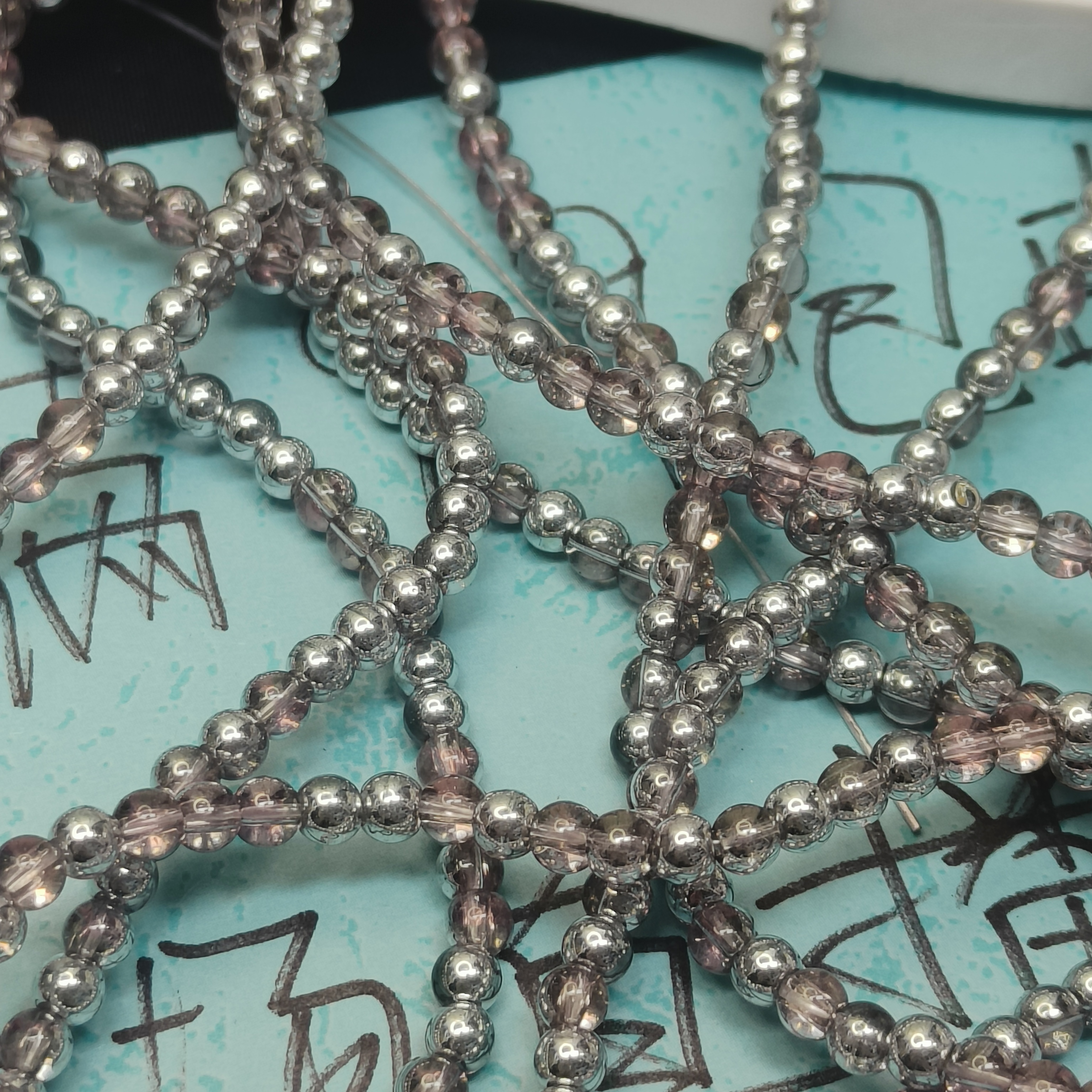 （9.9元包邮）56-042卡4晶晶半镀银粉色两条