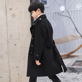 男童毛呢外套洋气大衣韩国男孩妮子秋冬中长款 儿童尼子中大童呢子