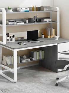 家用书桌书架一体桌学生学习桌椅组合卧室办公写字桌子 电脑桌台式