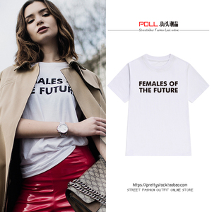 欧美街头潮流女装女权字母标语印花t恤女短袖宽松chic上衣夏新款