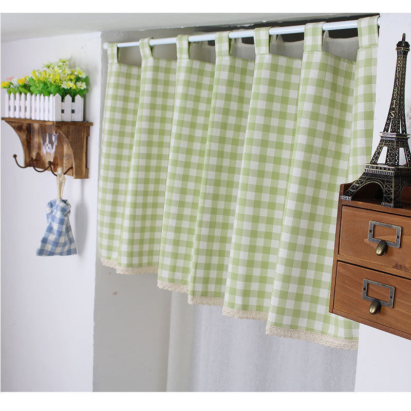 简约布艺门帘加厚双面格子厨房半帘布帘柜帘定做卧室窗帘隔断帘子,居家布艺,门帘,淘宝优惠券,粉丝福利购,淘宝优惠卷