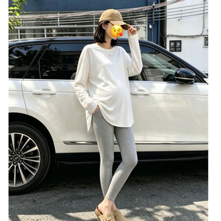 孕妇装长袖T恤女秋季新款圆领百搭中长款上衣宽松大码打底衫