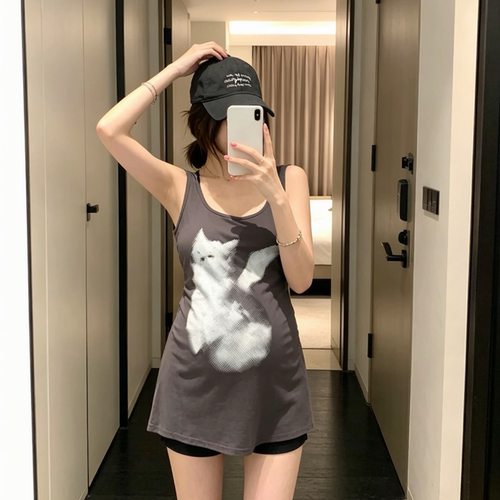 小个子孕妇背心上衣夏季簿款时尚中长款下衣消失外穿打底衫