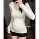 秋冬新款 修身 时尚 打底衫 显瘦上衣辣妹外穿设计感 V领长袖 孕妇装