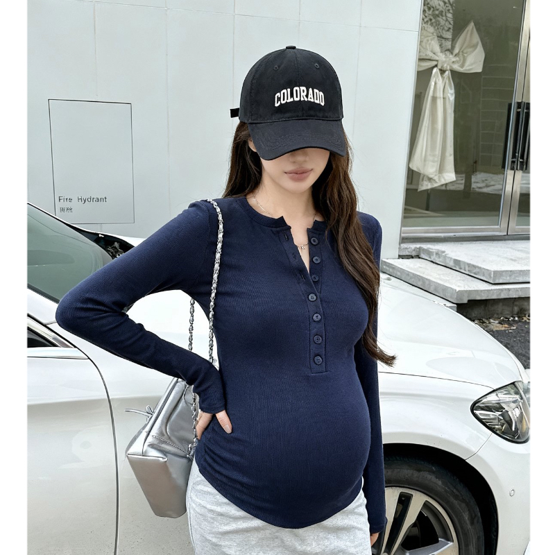 小个子孕妇装秋冬新款时尚哺乳上衣打底衫外穿贴身柔软长袖ins风