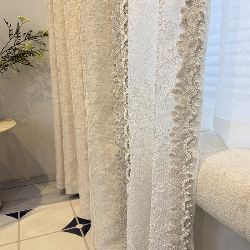 铃兰花语 法式奶油美式轻奢客厅卧室遮光雪尼尔窗帘定制上门安装