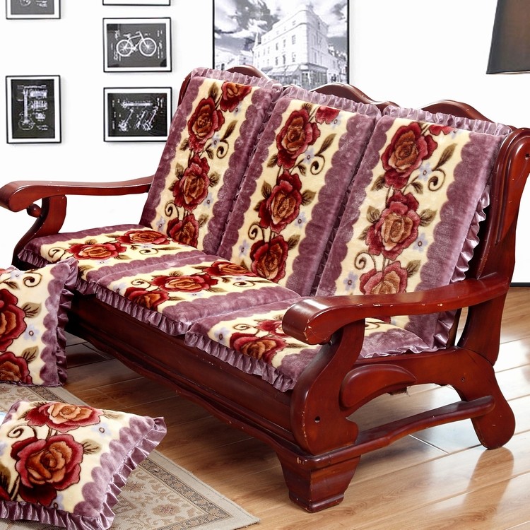 可拆洗防滑木沙发坐垫带靠背一体