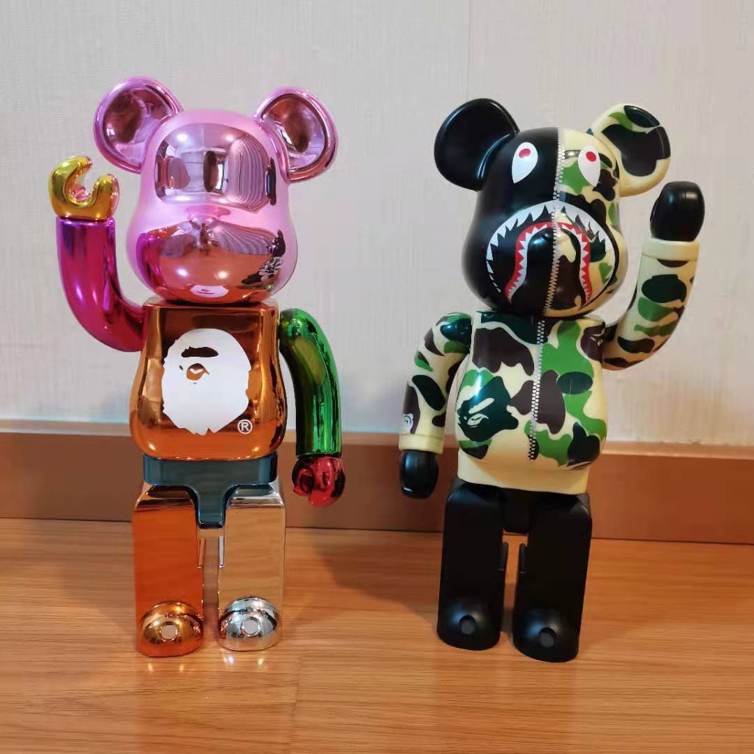 Bearbrick 400% 暴力熊潮玩 BAPE联名25周年电镀迷彩鲨鱼公仔摆件 模玩/动漫/周边/娃圈三坑/桌游 潮玩盲盒 原图主图