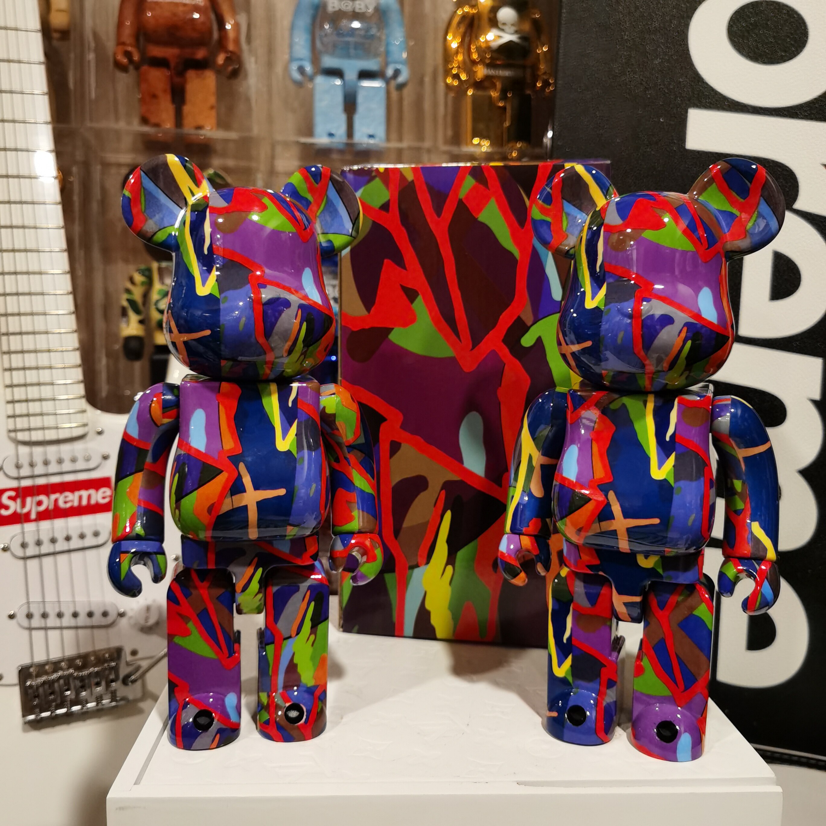 bearbrick400%kaws联名涂鸦式积木熊暴力熊装饰摆件潮玩手办收藏
