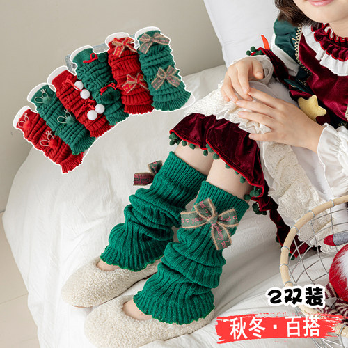 女童袜套外贸圣诞袜套春秋冬儿童保暖护腿袜宝宝小腿袜女孩堆堆袜
