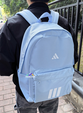 阿迪达斯蓝色双肩包男女通用大容量运动休闲背包adidas学生书包
