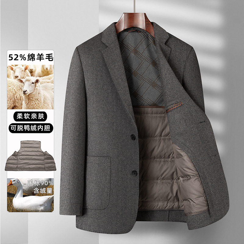 2025年羊毛男士双面呢子西装羽绒