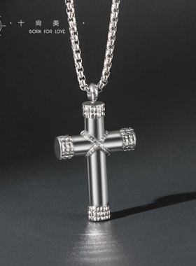 男女同款十字架钛钢项链不怕水汗