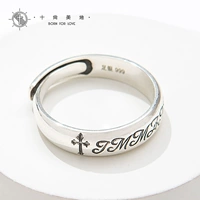 Свет S999 Foot Silver Cross Cross Cring Curge Couples Пара написывающих модных личности кольцо женское серебро