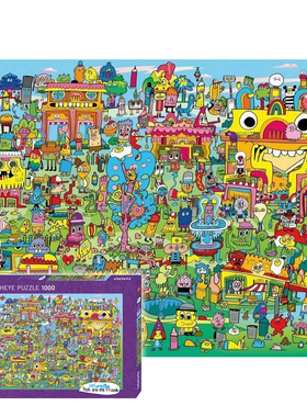 【新款现货】德国Heye 1000片 29936 成人进口拼图 涂鸦村庄
