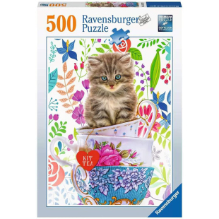 现货 德国Ravensburger 500片 进口拼图 杯子里的小猫 益智有趣