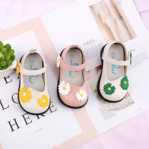 Туфли для принцессы, нескользящая детская обувь для раннего возраста, в цветочек, 1-5 лет, мягкая подошва