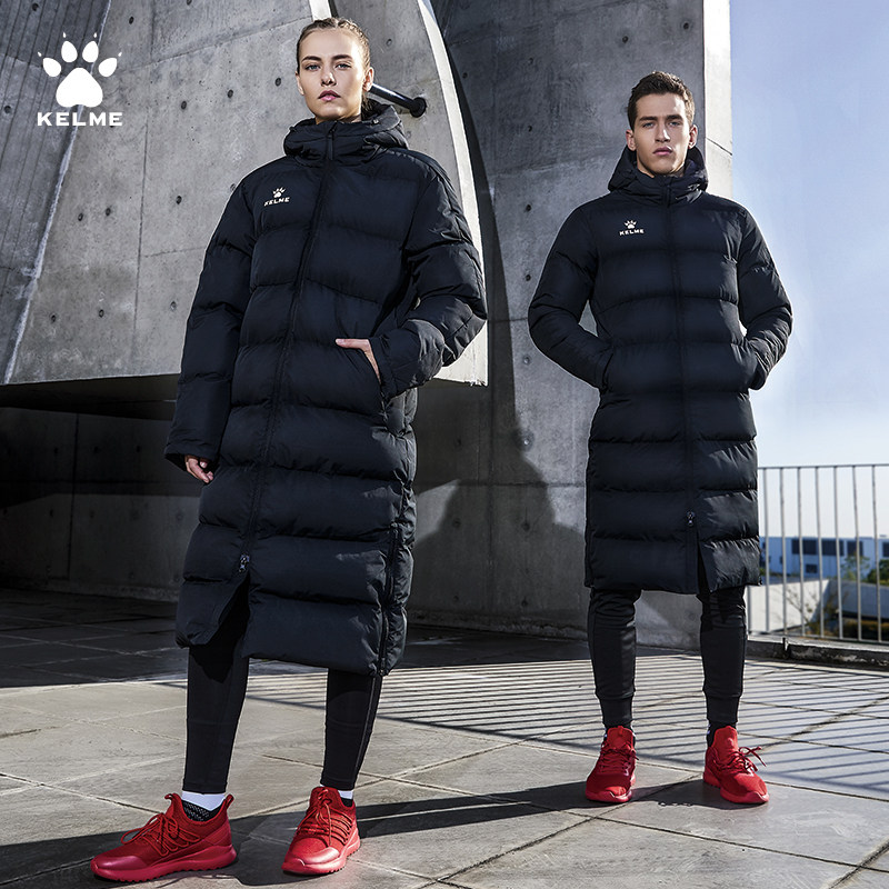 KELME卡尔美运动棉服男长款羽绒棉大衣厚棉袄外套体育生冬训大衣