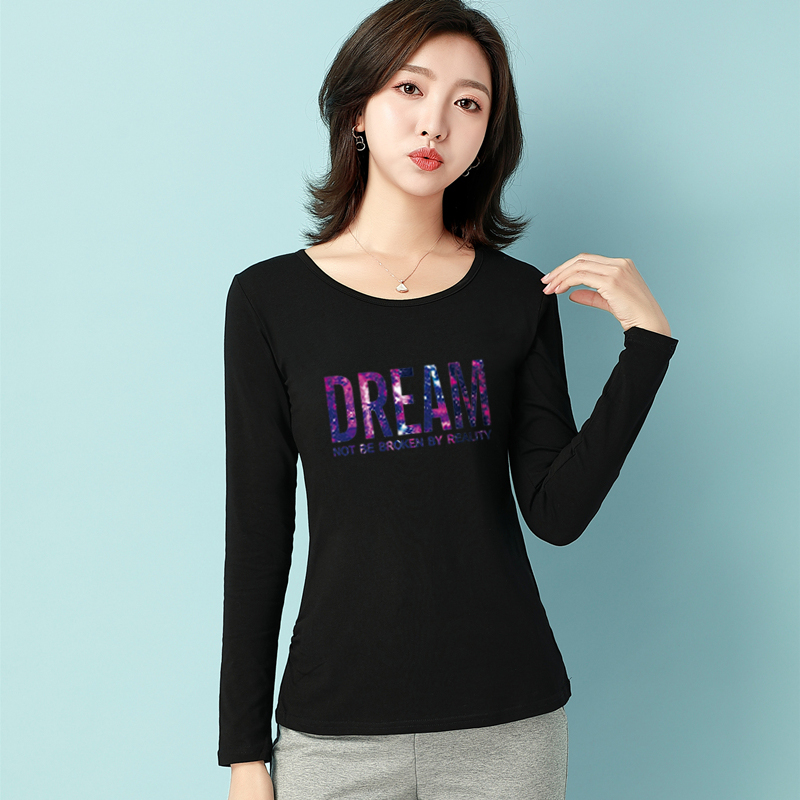 长袖百搭薄款95%棉女士打底衫