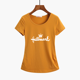 胖mm宽松巨显瘦打底衫 大码 t恤新款 白色圆领印花正肩短袖 上衣 女装