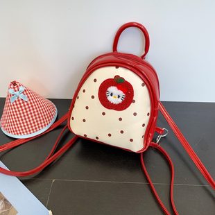 可爱苹果卡通双肩包包女2025新款潮小众时尚学院风背包手提书包