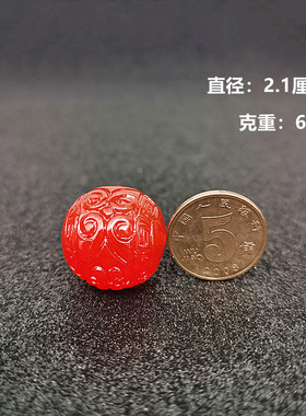 转运珠红色蜜蜡散珠回纹珠吊坠