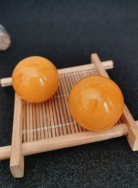 天然蜜蜡单珠鸡油黄琥珀30大圆珠