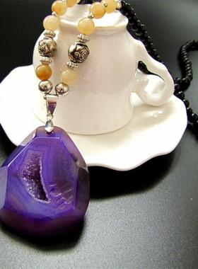 天然玛瑙长款百搭复古配饰毛衣链