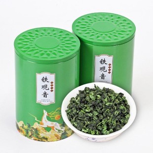 买一送三新茶安溪铁观音茶叶高山兰花香浓香型绿色罐装共500克