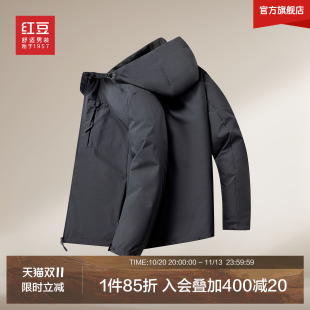 红豆连帽夹克户外运动休闲男外套6秋新品耐磨茄克男士上衣