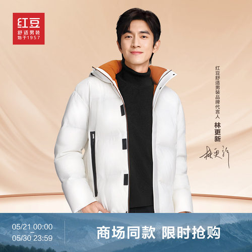 红豆商务休闲连帽鹅绒服男外套