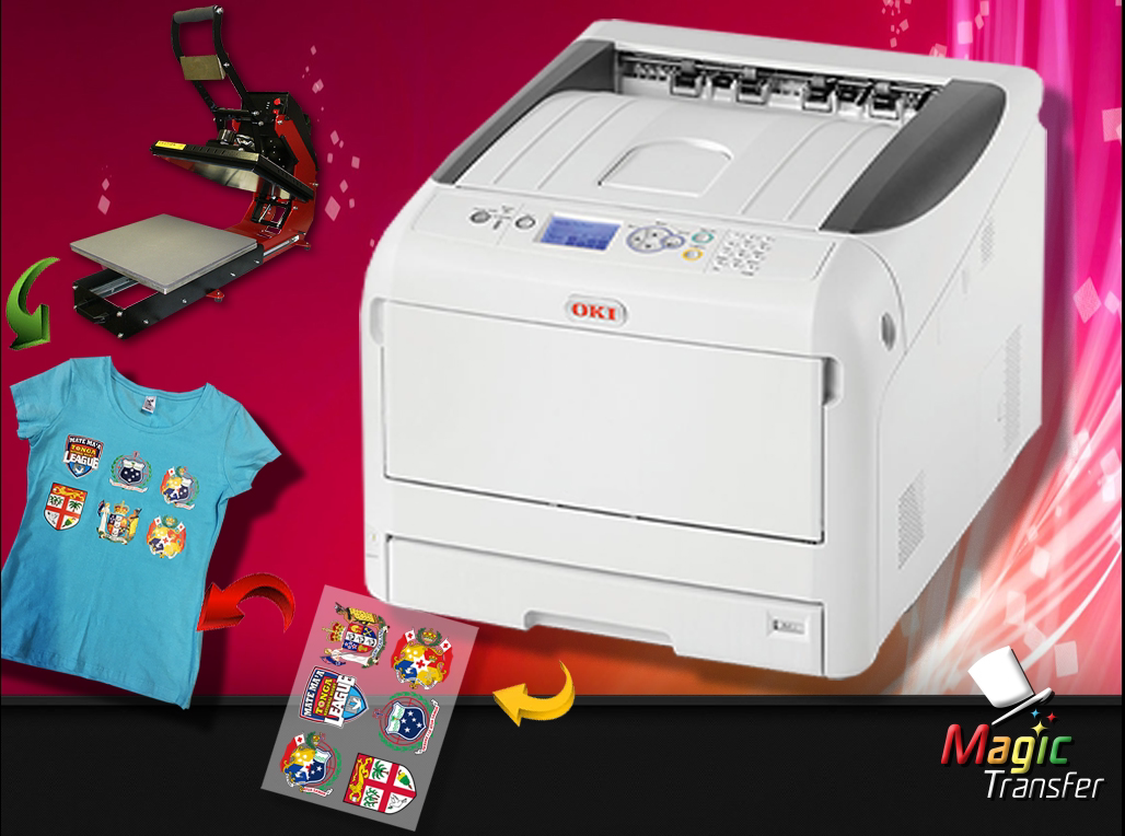 oki833热转水转印纹身贴纸T恤烫画个性化定制白彩同出白墨打印机